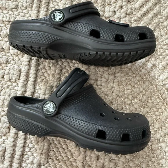 CROCS Kids Black Clogs with Fun Charms - Picture 3 of 4